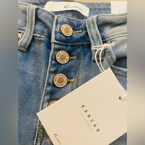 New KanCan Distressed Button Fly Flare Leg Jeans Bell Bottoms - Picture 15 of 16